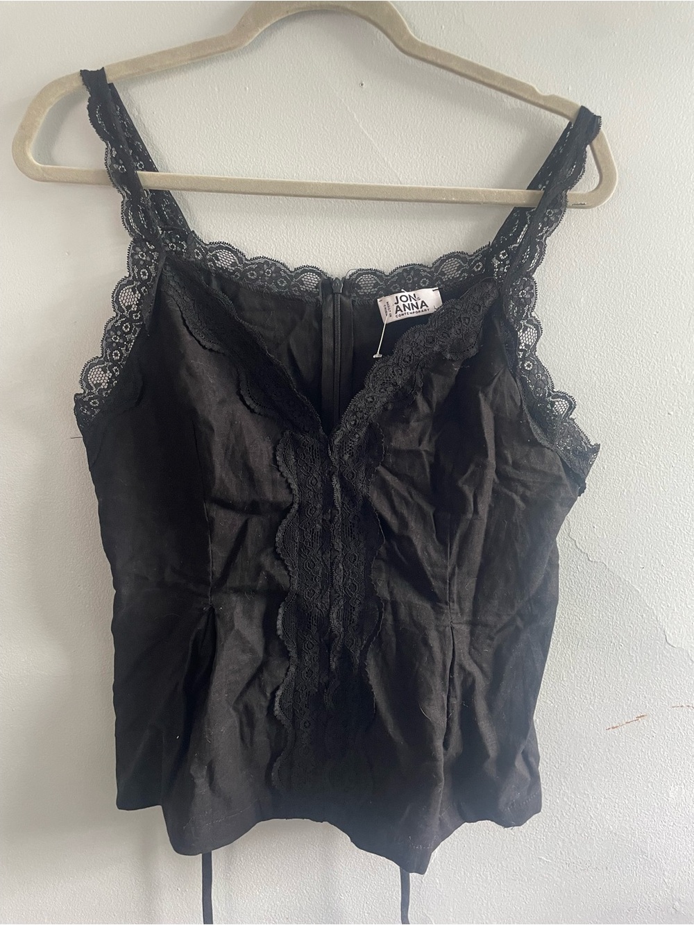 Jon & Anna Black Lace-Trim Cami Top